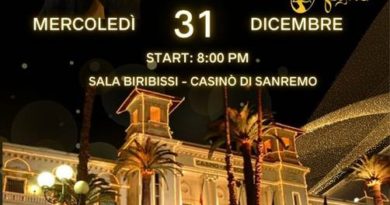 CASINO’ DI SANREMO – GLI EVENTI DI MERCOLEDI’ 31 DICEMBRE