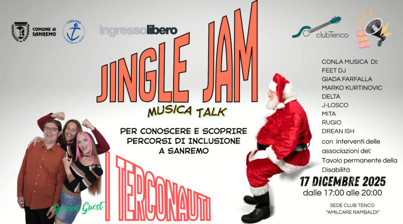 JINGLE JAM – MUSICA E PARTECIPAZIONE PER UNA COMUNITA’ INCLUSIVA – SEDE CLUB TENCO SANREMO JINGLE JAM – MUSICA E PARTECIPAZIONE PER UNA COMUNITA’ INCLUSIVA – SEDE CLUB TENCO SANREMO