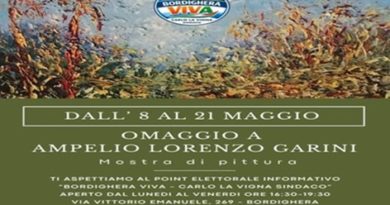 “BORDIGHERA VIVA” MOSTRA PITTORICA “OMAGGIO AD AMPELIO LORENZO GARINI”