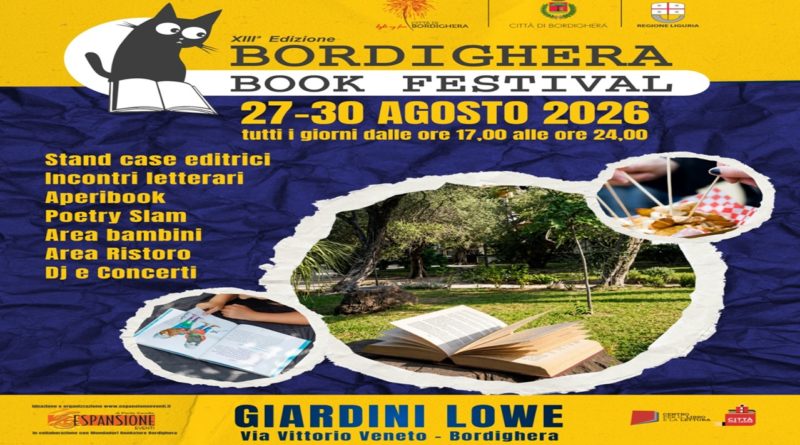BORDIGHERA BOOK FESTIVAL DAL 27 AL 30 AGOSTO 2026 – GIARDINI LOWE