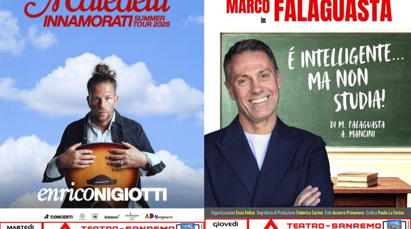 DUE NUOVI SPETTACOLI AL TEATRO ARISTON DI SANREMO